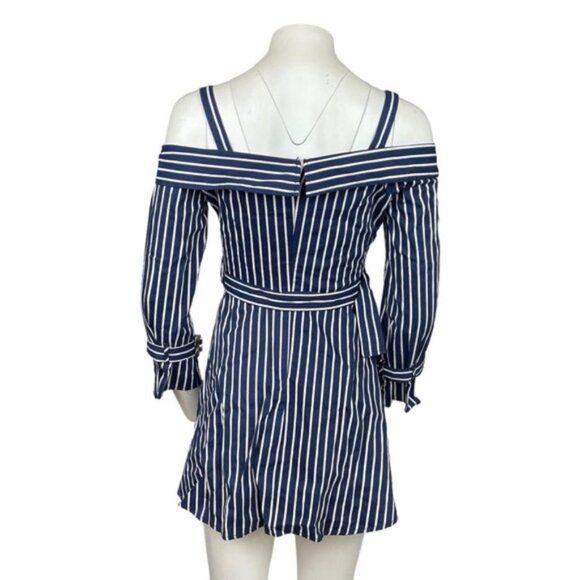 Cold Shoulder Striped Dress Blue/White - Picture 3 of 3